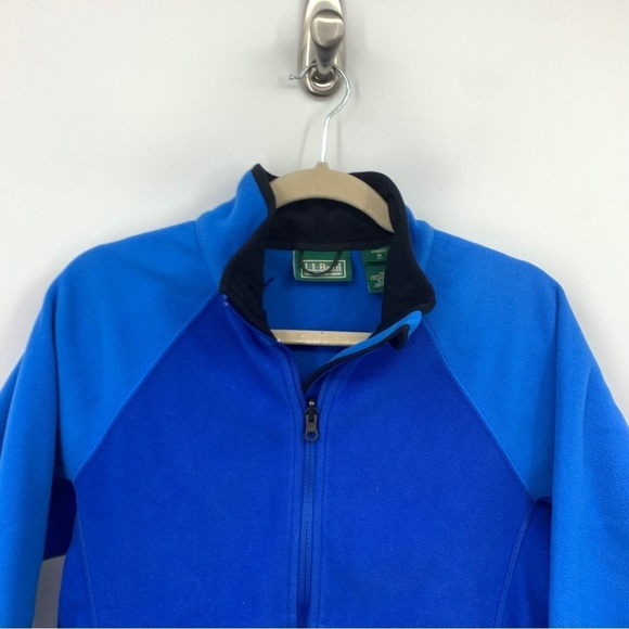 LL Bean Women Medium Coat Blue Polar Fleece Windbreaker Zip Front Light Jacket - Picture 2 of 9